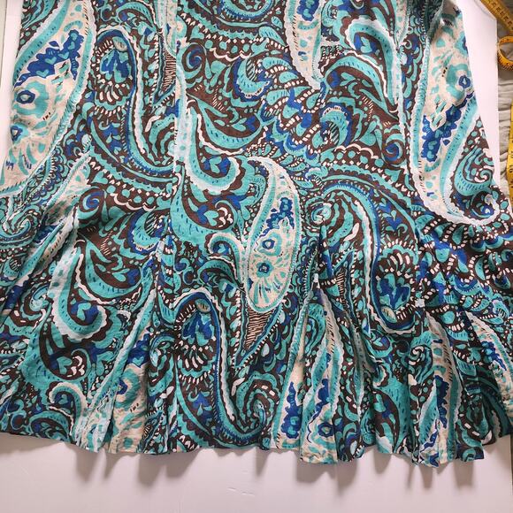 Lane Bryant Paisley Linen/Cotton Halter Dress Brown, Blue and Cream Size 28 - Picture 5 of 11